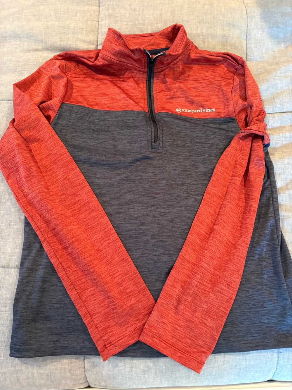 Vineyard Vines Boys Half-Zip Pullover in Deep Red & Navy Size L (16) EUC